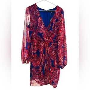 White House Black Market Orange and Blue Dress